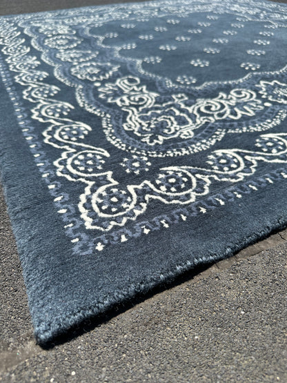 4'x4' Paisley Bandana Rug - Charcoal