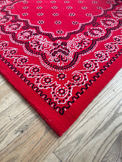 4' x 4' Paisley Bandana Rug - OG Red