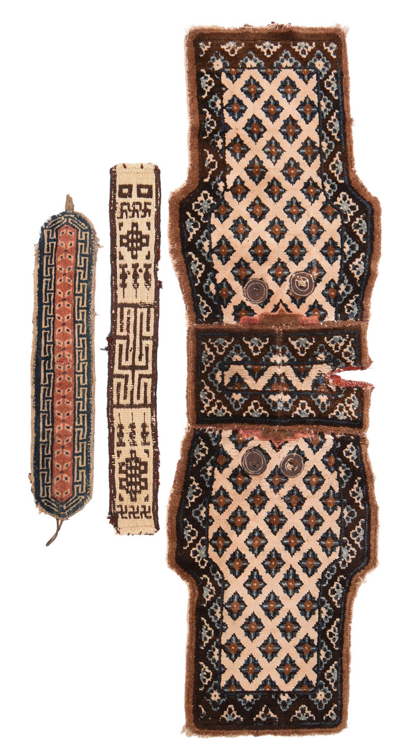 Antique Tibetan Saddle Rug and Straps