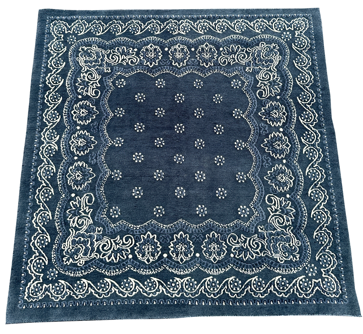 4'x4' Paisley Bandana Rug - Charcoal