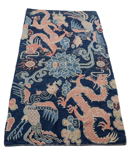 Antique Tibetan Rug - Dragon + Phoenix
